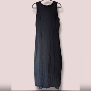 Modern Citizen Black Round Neck Sleeveless Flowy Slit Maxi Dress LG Minimalist